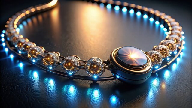 A smart necklace with a small embedded led pulsing gently with notifications