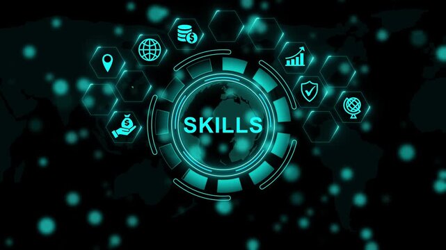 Skills standards quality control concept, International Organization for Standardization. Assurance and warranty business technology. Animation