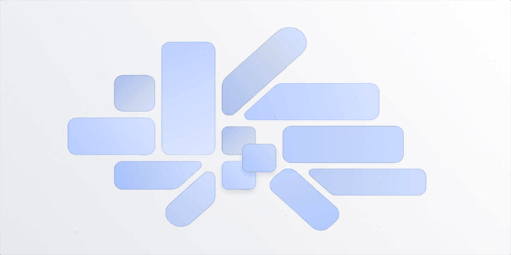 Abstract geometric composition with blue rounded rectangles isolated on white background vector