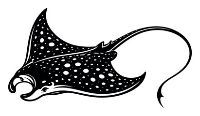 Obraz premium Eagle ray vector art with distinctive spots, illustrating ocean wildlife and marine creatures on a white background