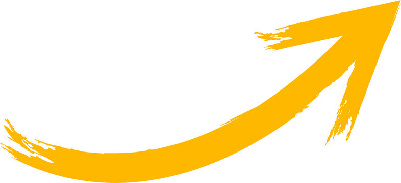 Orange arrow curving upwards to the right