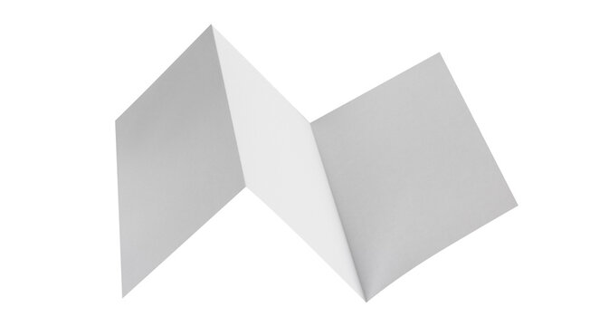Blank folded paper mockup for design presentation, isolated on cutout transparent background