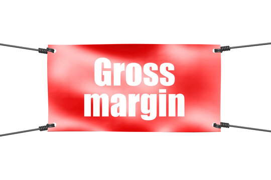 Gross margin word with red banner
