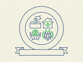 Naklejka premium Corporate social responsibility icons for charity and community support