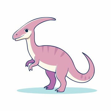 Cute Pink Parasaurolophus Dinosaur Cartoon