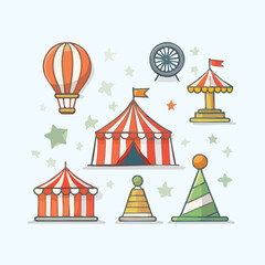 Obraz premium Circus and Carnival Icons