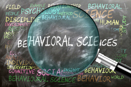 Behavioral Sciences being studied, examined - under close inspection. Most important subjects and ideas closely related to behavioral sciences. ,3d illustration