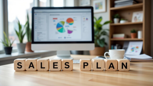 Sales plan implementation strategies focused on increasing commercial revenue and achieving corporate market growth goals through structured financial targeting or department workflow execution