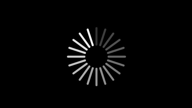 Loading wheel animation on transparent Background .  Animated spinning load icon. Animated circle loading gif video icon. concept with alpha channel. Loading circle animation 4k video