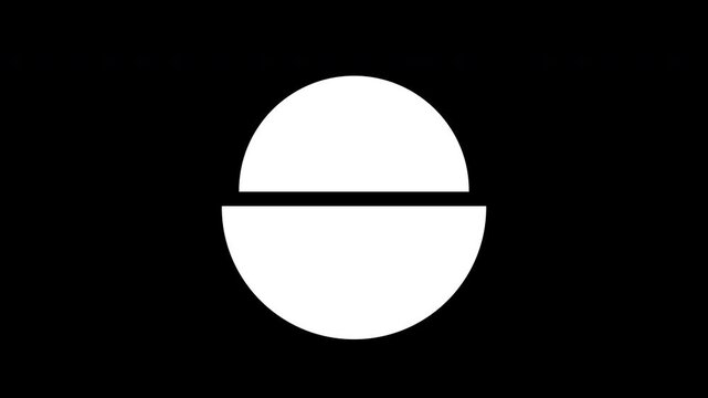 Two facing Semicircle Shapes Film Matte Overlay increasing and decreasing size Animation. Orange Segment elements Film Frame. Geometric design symbol border. 4K Seamless loop.