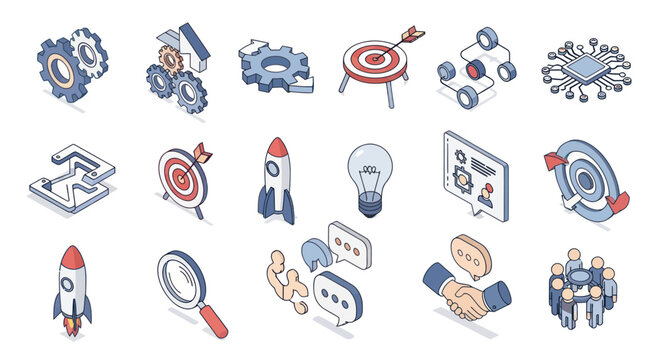 Business and Technology Isometric Icon Set
