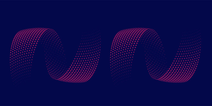 Halftone circle frame dotted background set. Round border Icon using halftone red circle dots raster texture. Grunge circular stain. Vector illustration.