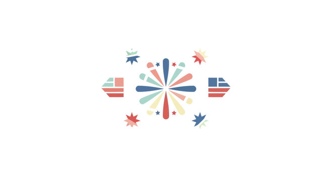 Abstract circular radial graphic design with international flag elements.