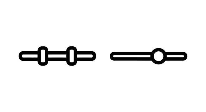 Slider control icons for settings and adjustments with settings adjustment interface mechanism measurement intensity progress isolated minimalist computer parameter technology