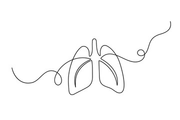 Obraz premium One line art drawing of human lungs concept for medical health design 