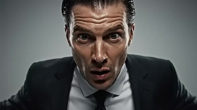 Angry businessman expressing frustration and rage.