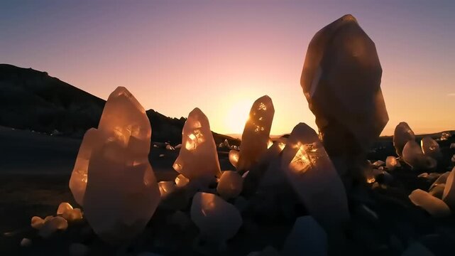 Crystals sunset landscape