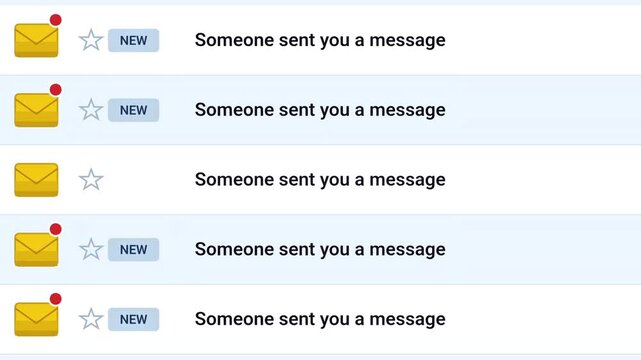 Email message notifications filling inbox with new unread messages digital communication