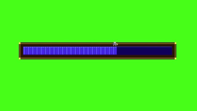Animated Pixel Art RPG Blue Loading Progress Bar With Robot Character On Green Screen Chroma Key Game UI Element 4K Motion Graphic For Video Game Interface