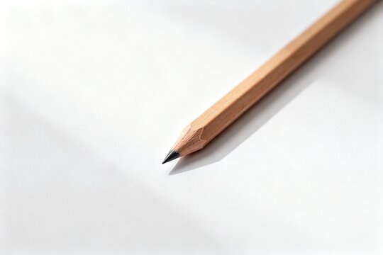 Wooden pencil on white paper