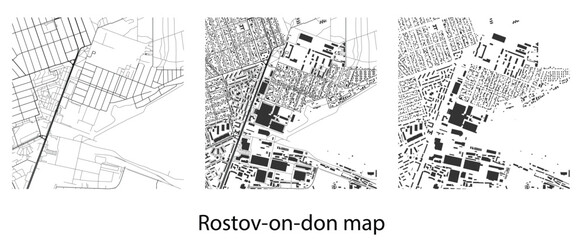 Rostov on Don city map set with streets and building footprints vector illustration template for urban planning tourism graphic design background © Jabeda