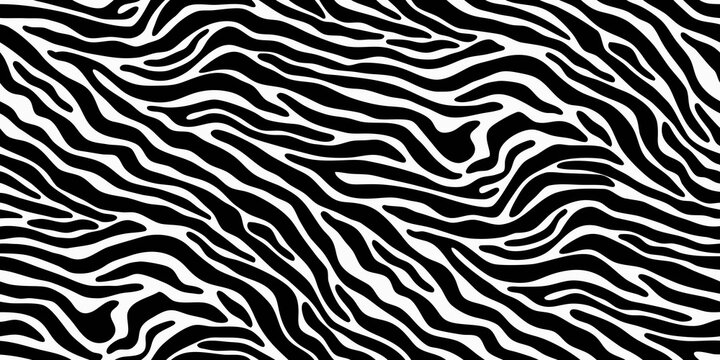 Abstract zebra stripe pattern high contrast black and white organic shapes