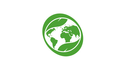 Obraz premium Green Globe with Leaves Eco Symbol.