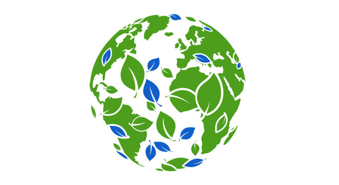 Green Globe with Blue and Green Leaves.
