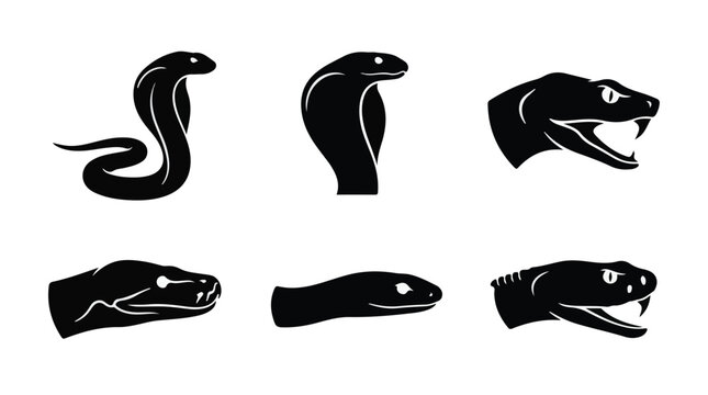 Collection of black snake silhouettes