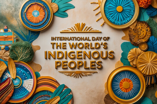 Banner poster postcard holiday international day of world indigenous native peoples AI Generative