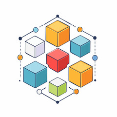 Obraz premium Abstract Geometric Cubes Network