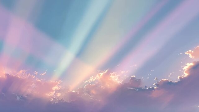 Sunset sky clouds sunrays dramatic horizon nature background 4k