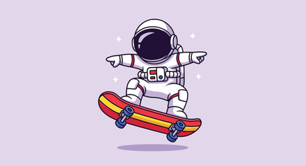 Cute astronaut skateboarding in space illustration. © Caroline Studio