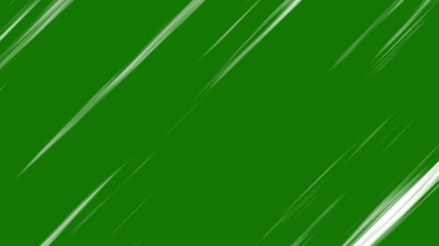White speed lines isolated on a green screen. Manga and anime-style comic speed lines with a green screen. Fast-motion effect, anime super-velocity visualization, manga comic-book animation	
