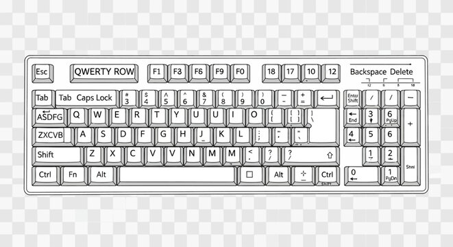 Close-up view of a computer keyboard showing QWERTY layout with function keys and numeric keypad