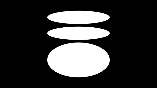 3 Circles Film Matte Overlay changing size Animation. Geometric design border Film Frame. 4K Seamless Loop.