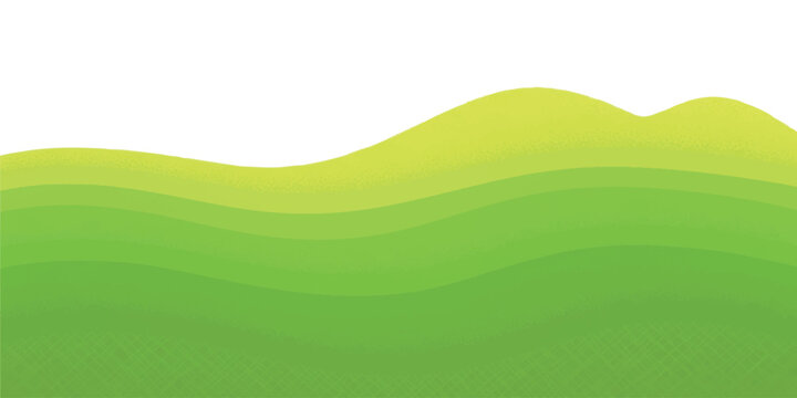 Abstract green rolling hills landscape background with smooth wavy layers and textured design elements