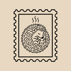 Obraz premium Hedgehog curl up sleeping animal.