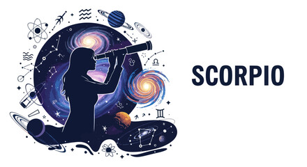 Obraz premium Scorpio Zodiac Galaxy Vector Illustration