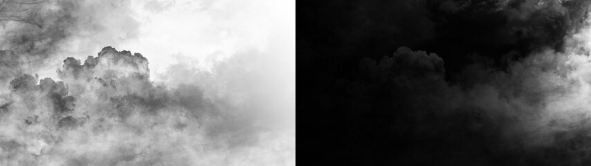 Transparent background with realistic gray clouds and thick smoke textures. This cinematic...
