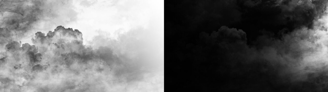 Transparent background with realistic gray clouds and thick smoke textures. This cinematic atmospheric element is ideal for creating dramatic sky overlays and creative digital art.
