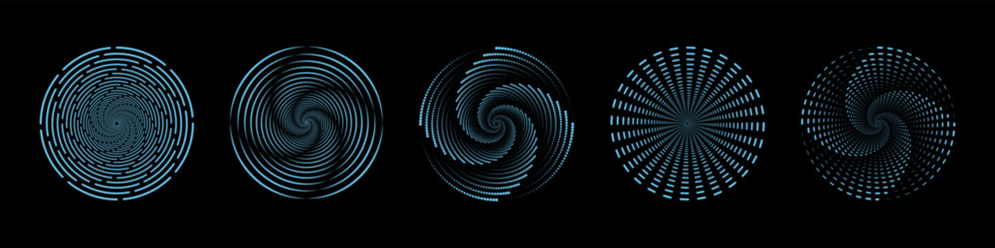 Abstract Shapes in Y2K style. Circle Elements whit Optical Illusion. 