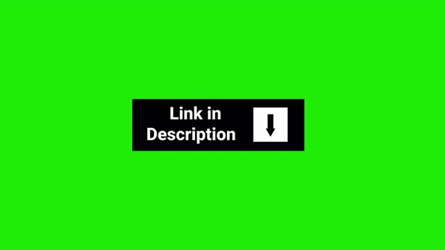 Link in Description Call to Action Text Animation with Arrow, Link in Description text title Animation on Transparent Background, Lower third Animation.
