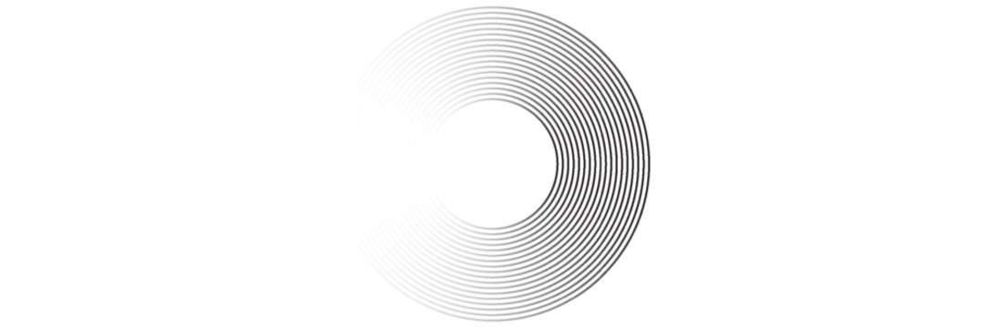 Abstract gold circle lines on dark background. Geometric stripe line art design.