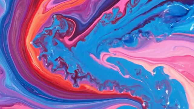 Colorful abstract fluid art painting with vibrant swirling paint patterns