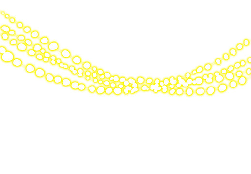 Hanging golden fairy string lights on black background hand drawn banner