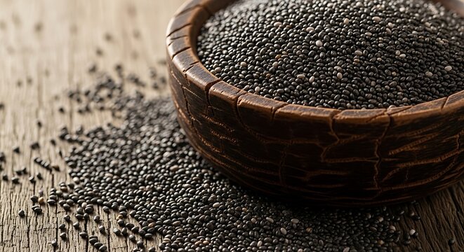 Black sesame seeds in a bowl.