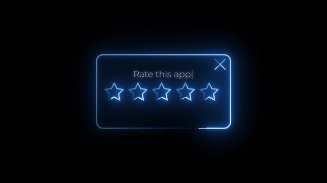 futuristic 5 star rating interface animation for app feedback and review.