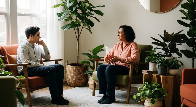 Therapist and patient in a supportive session