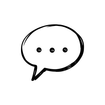 Doodle speech bubble with dots icon logo design. Hand drawn chat bubble sign and symbol. Speech bubble icon. Message or conversation cloud.